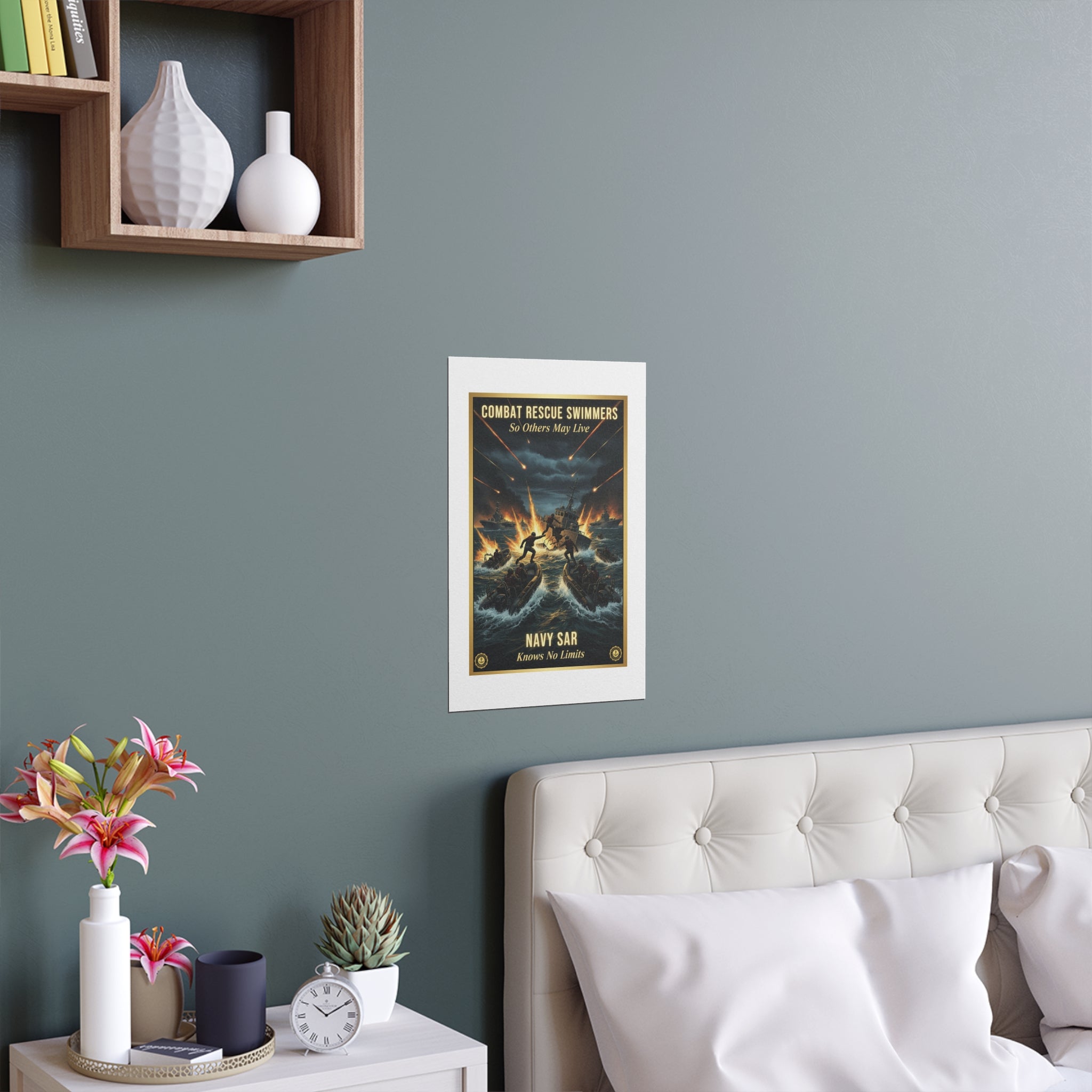 Combat Rescue Swimmers Silk Poster — 'So Others May Live' Navy SAR Wall Art