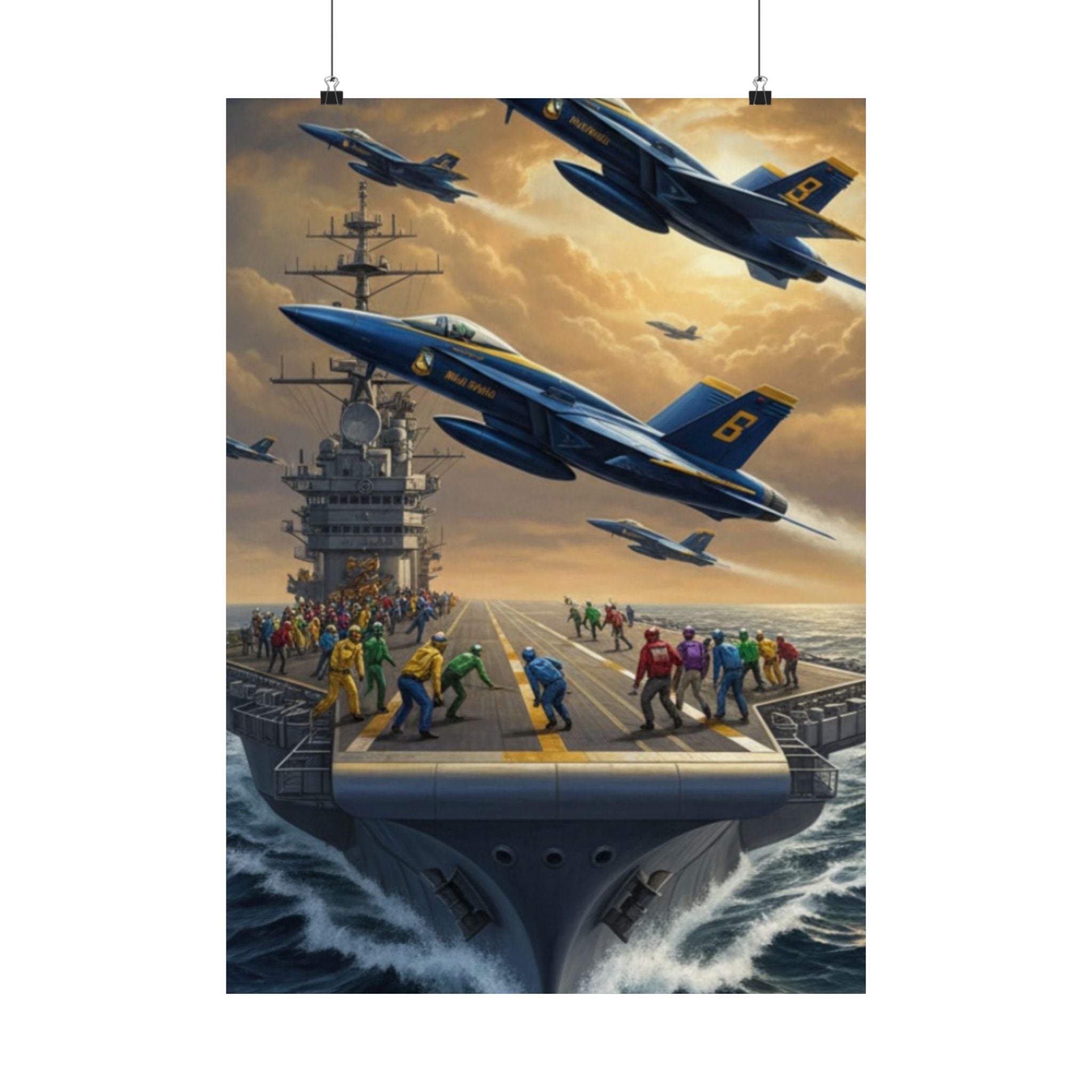 Navy SAR Rescue Helicopter Matte Poster — Dramatic Sea Rescue Art
