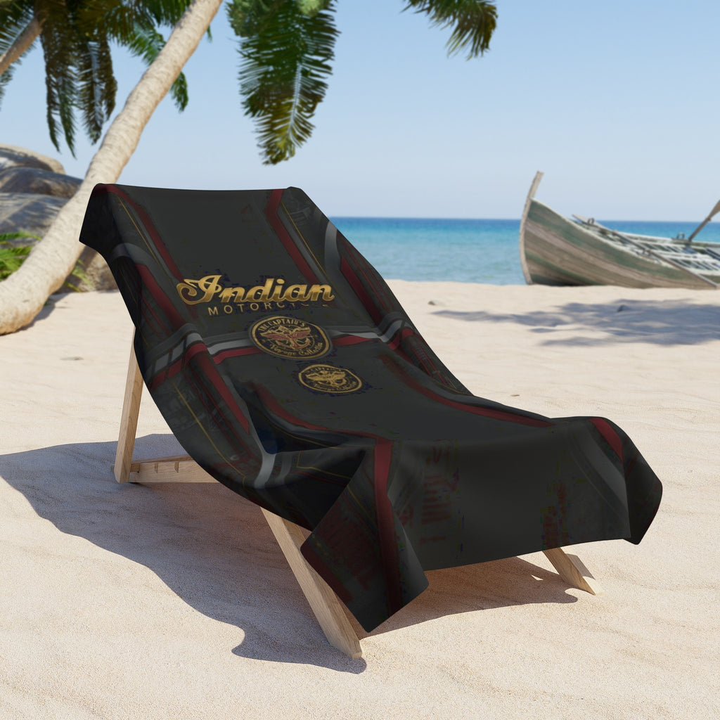 Indian Motorcycle Logo Beach Towel — Vintage Motorcycle Emblem Design