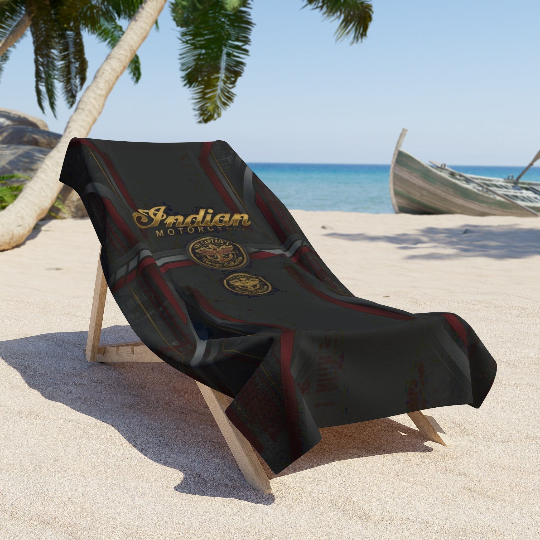 Indian Motorcycle Logo Beach Towel — Vintage Motorcycle Emblem Design