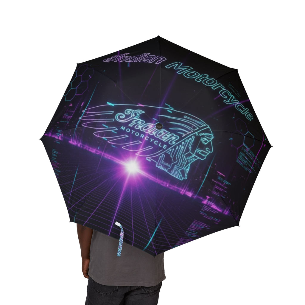 Neon Synthwave Foldable Umbrella – Retro Cyber Guitar Design