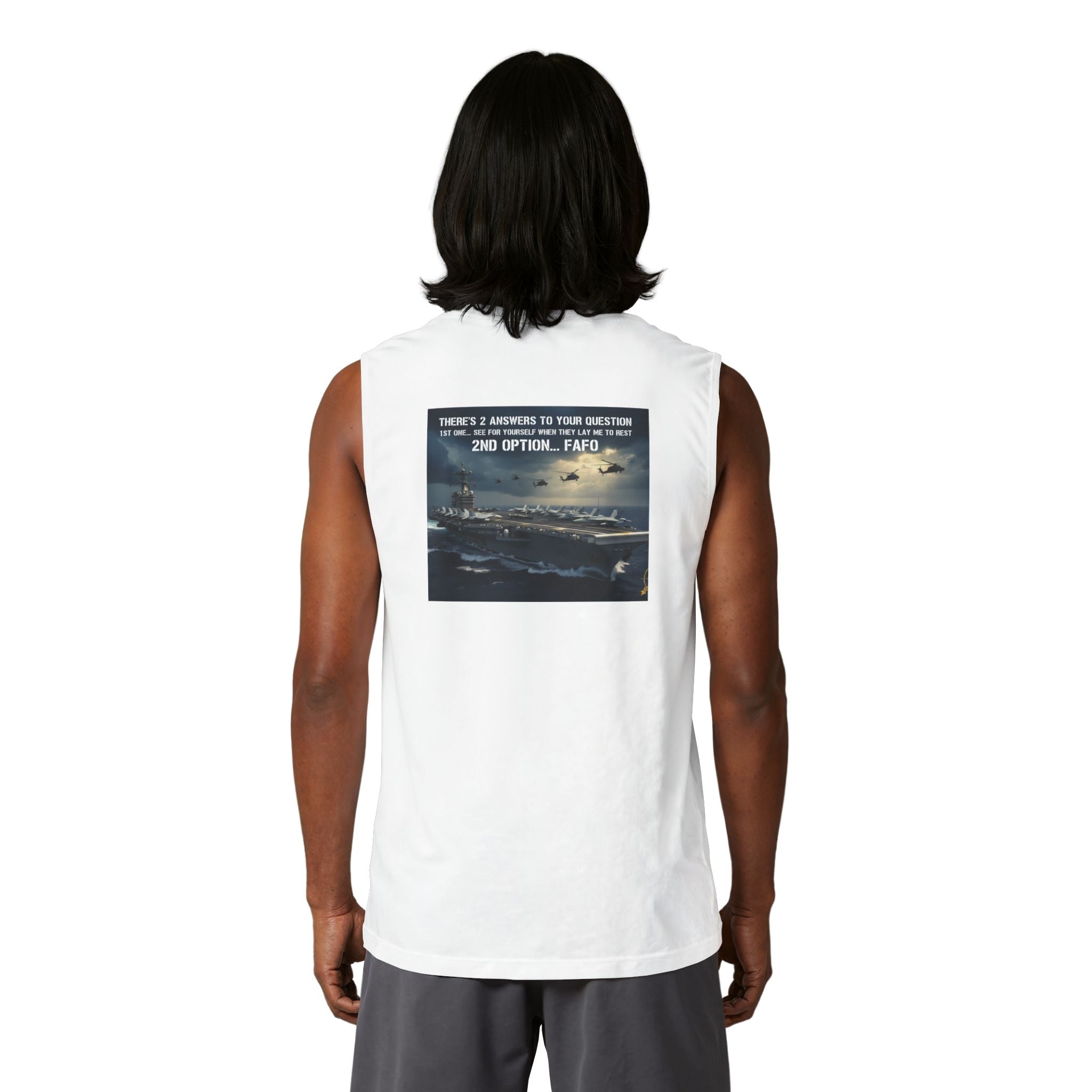 Navy Rescue Helicopter Muscle Tank — '2nd Option: FAFO' Military Search & Rescue Shirt