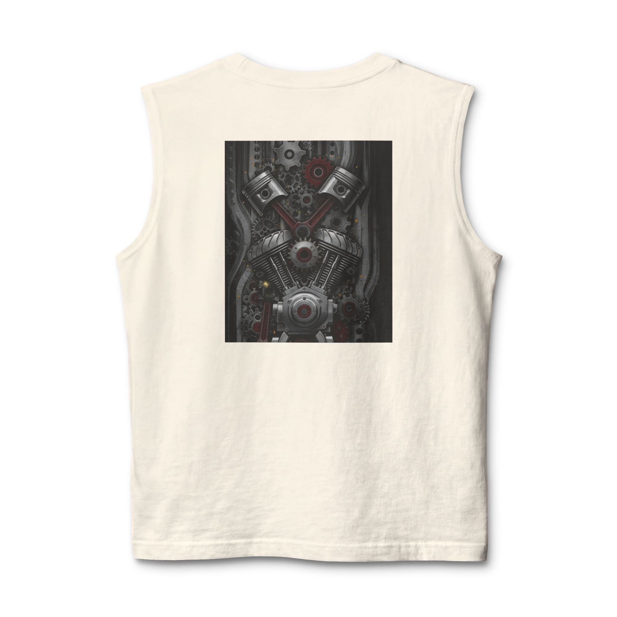 Indian Motorcycle Engine Graphic Muscle Tank — Vintage Chief Headdress Moto Tank Top