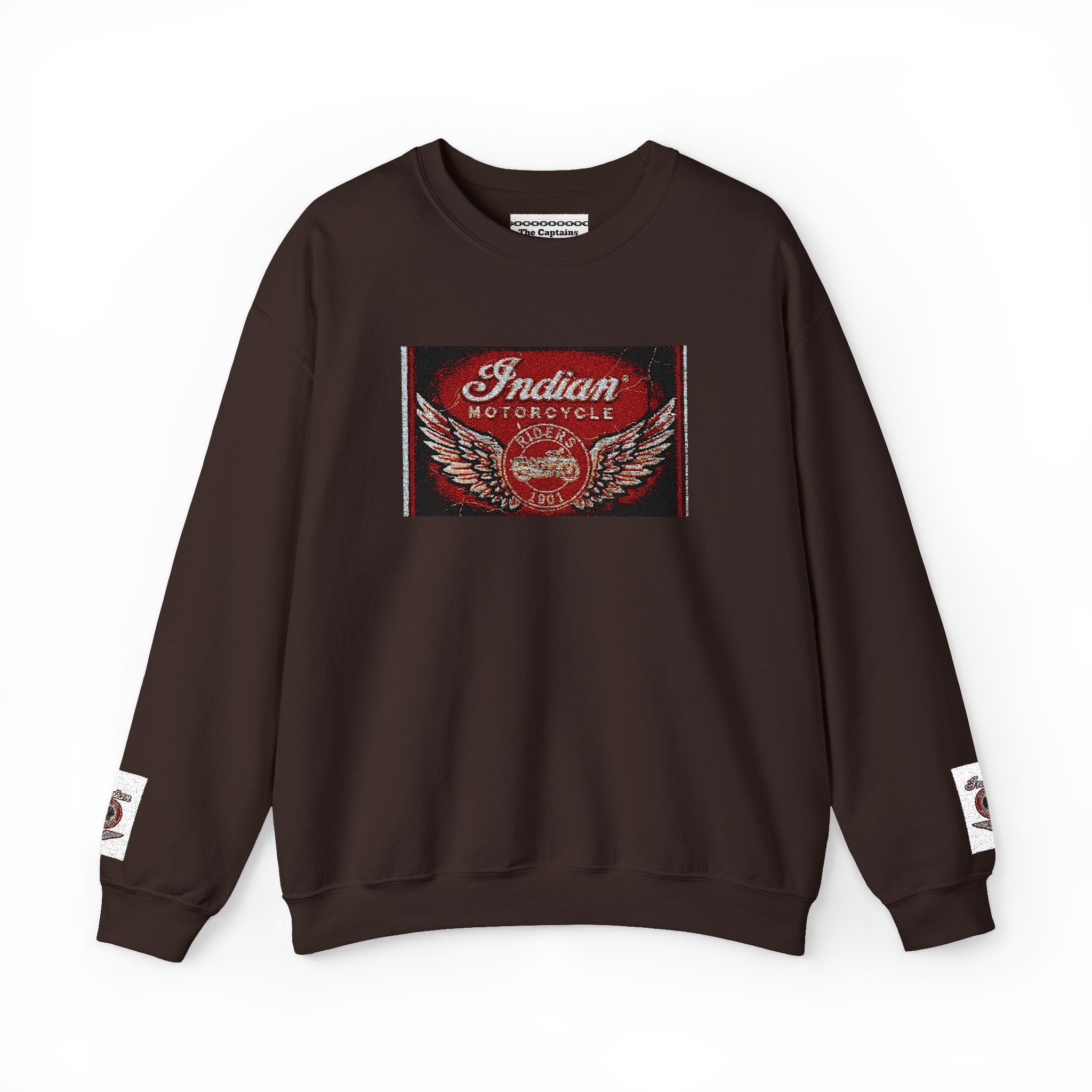 Vintage Motorcycle Crewneck Sweatshirt — 'Indian Motorcycles' Winged Logo