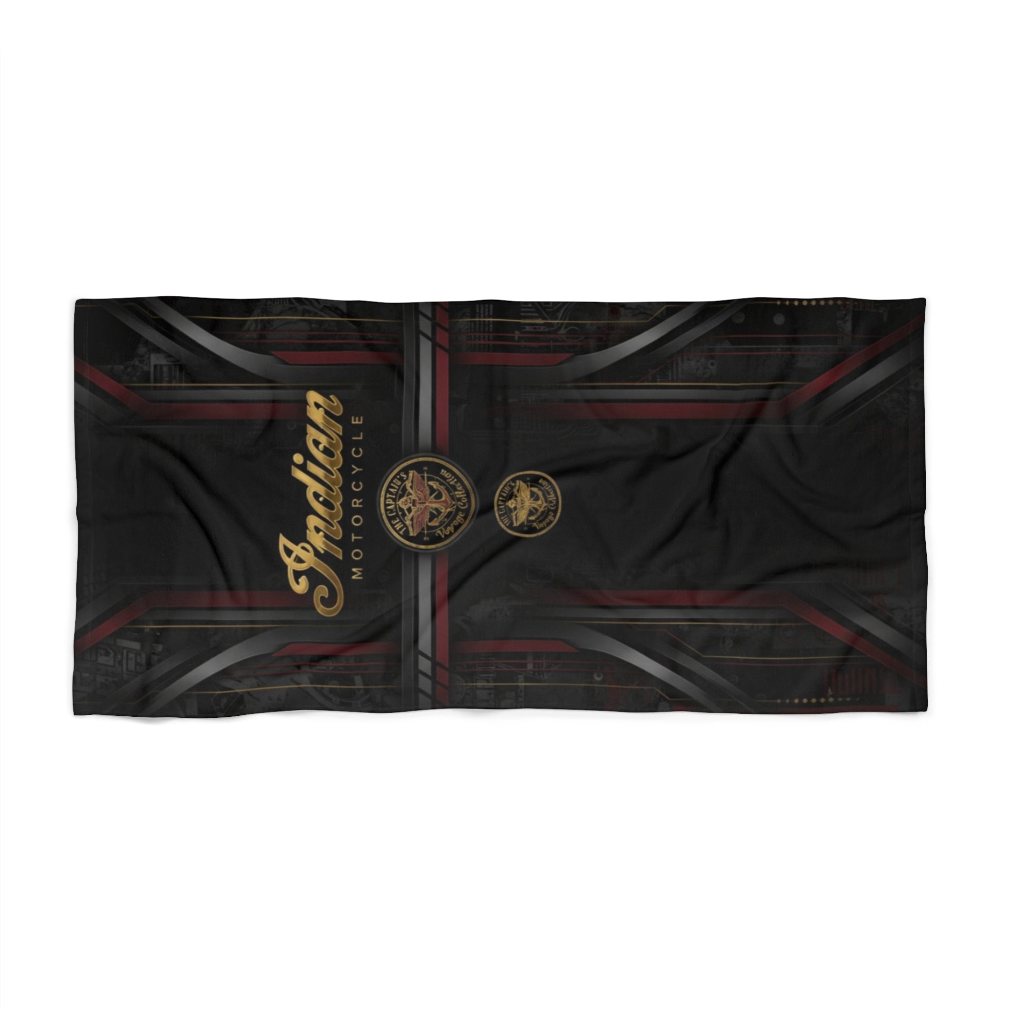 Indian Motorcycle Logo Beach Towel — Vintage Motorcycle Emblem Design