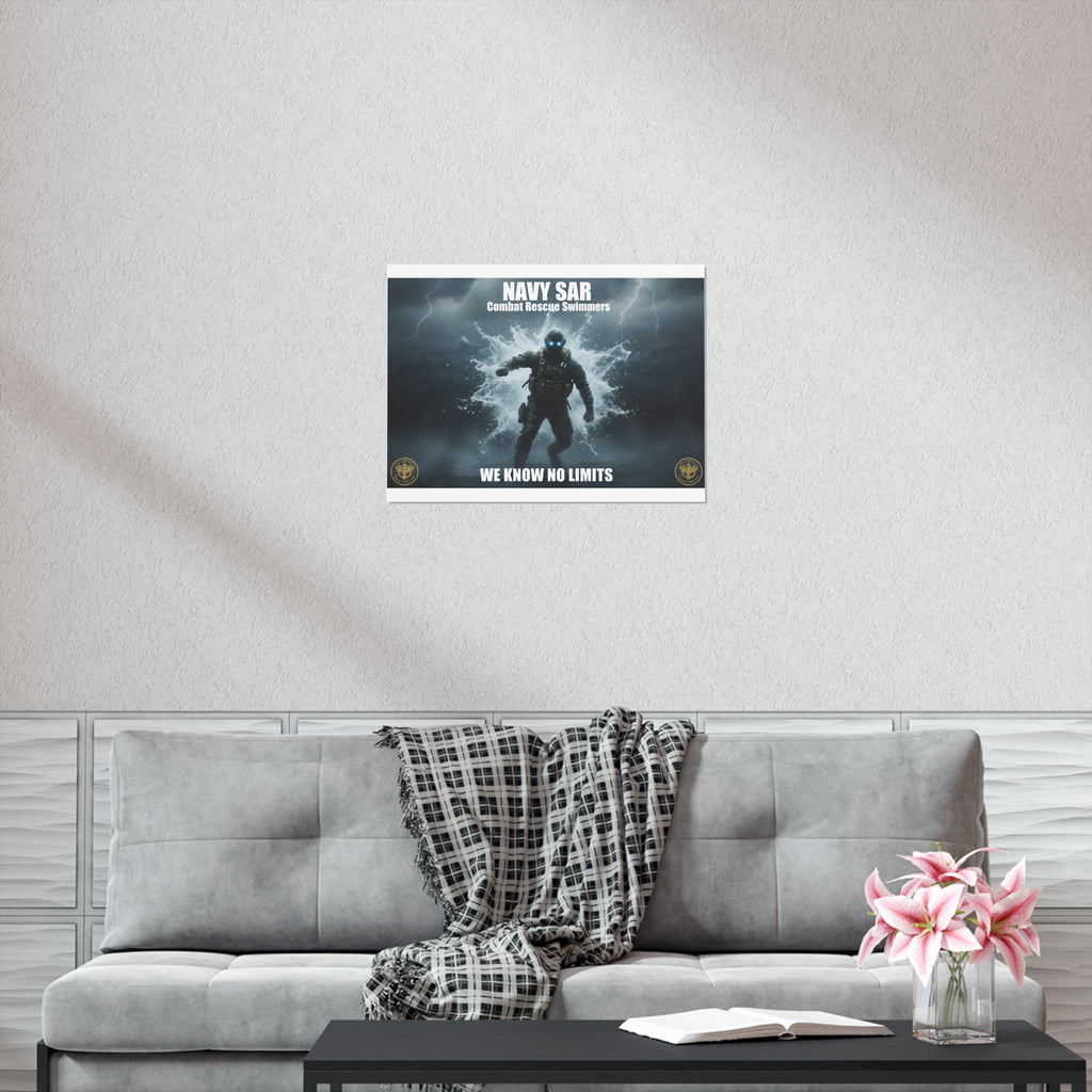 Navy SAR Combat Rescue Swimmers Poster – "We Know No Limits" Uncoated Wall Art