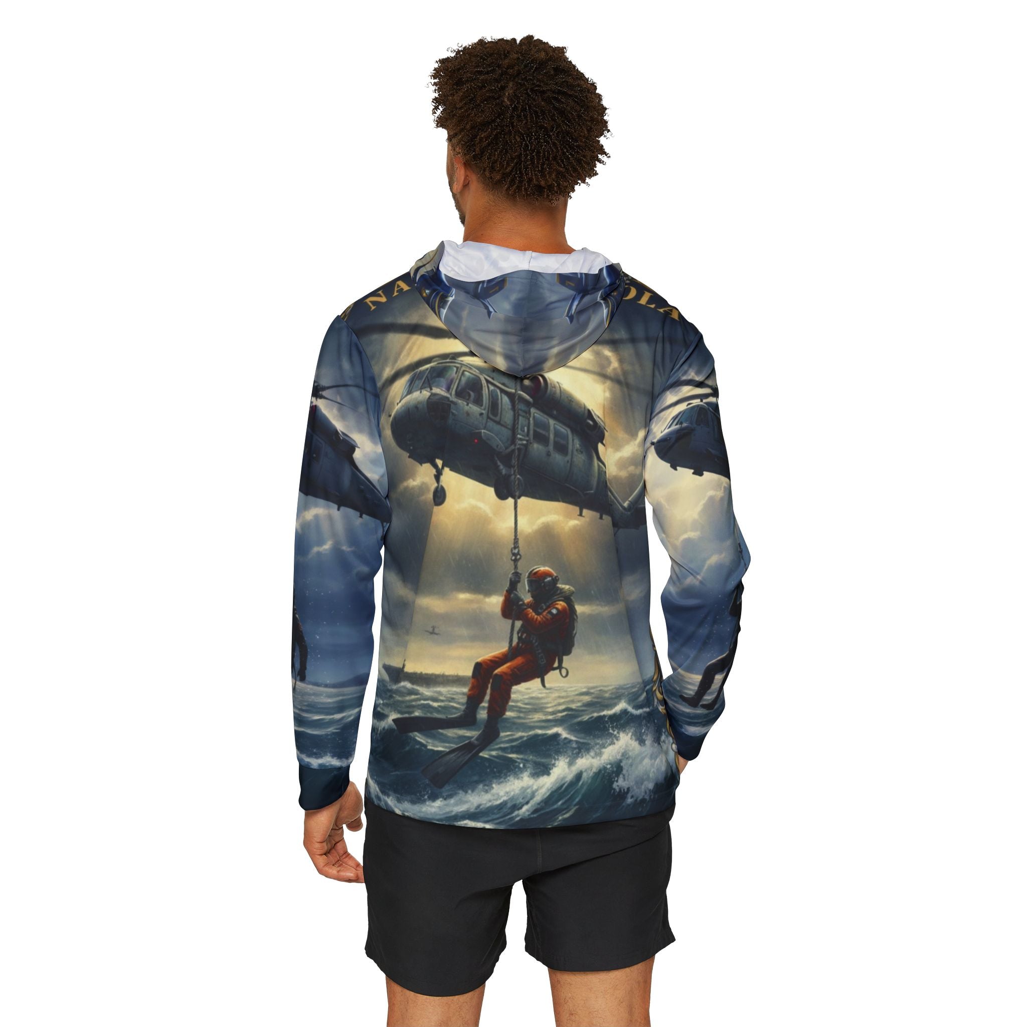 Search and Rescue Helicopter Hoodie — Dramatic Sea Rescue All-Over Print