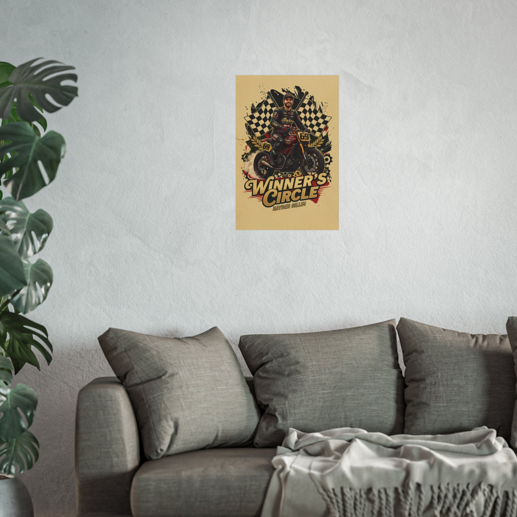 Winner's Circle Motorcycle Poster — Vintage Racing Fine Art Print