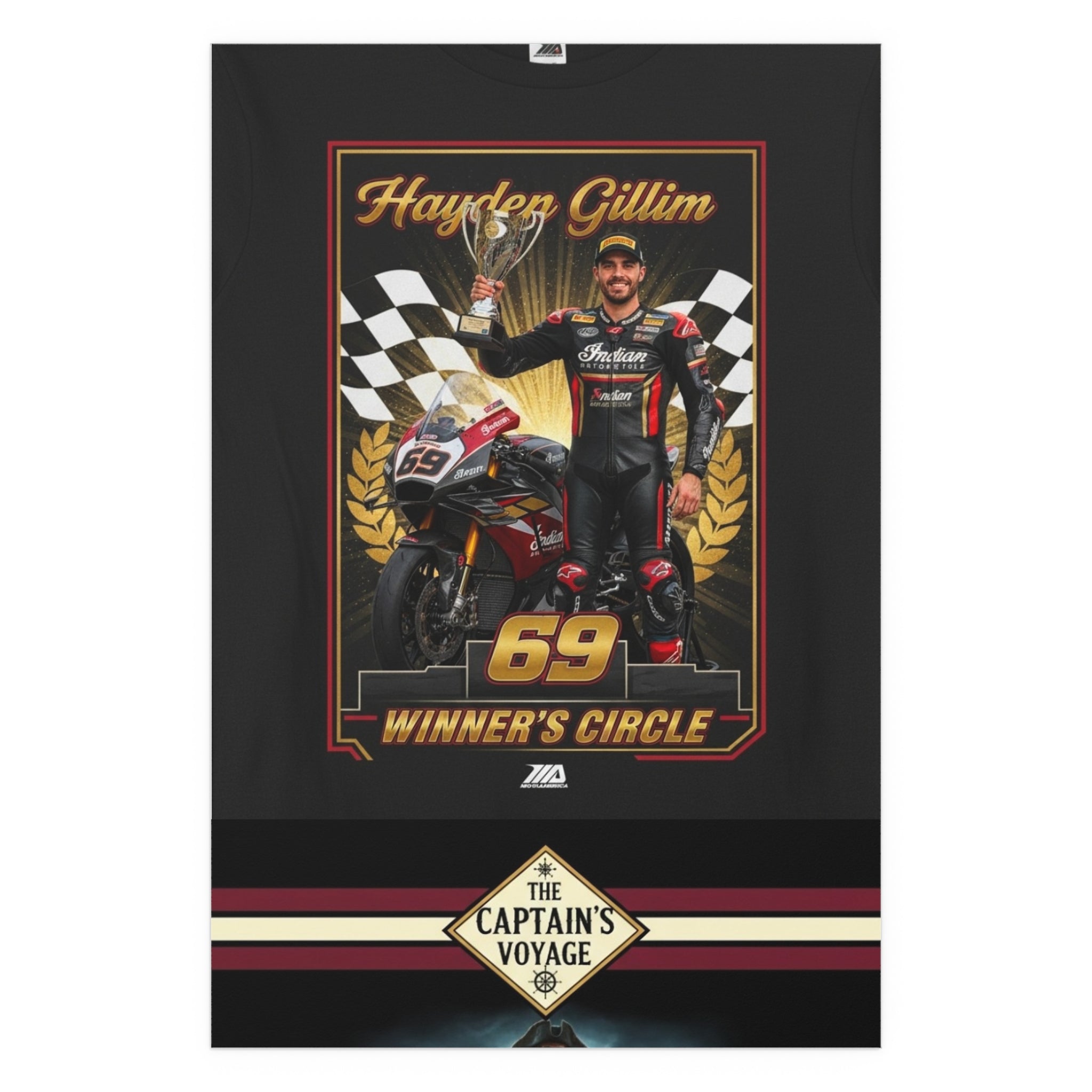 Racing Champion Silk Poster — “Winner’s Circle 69” Motorcycle Wall Art (Indoor/Outdoor)