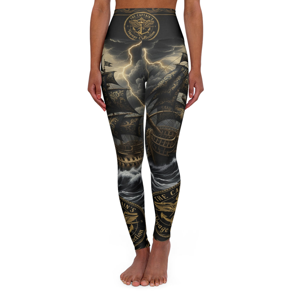 Navy Anchor Storm High-Waist Yoga Leggings