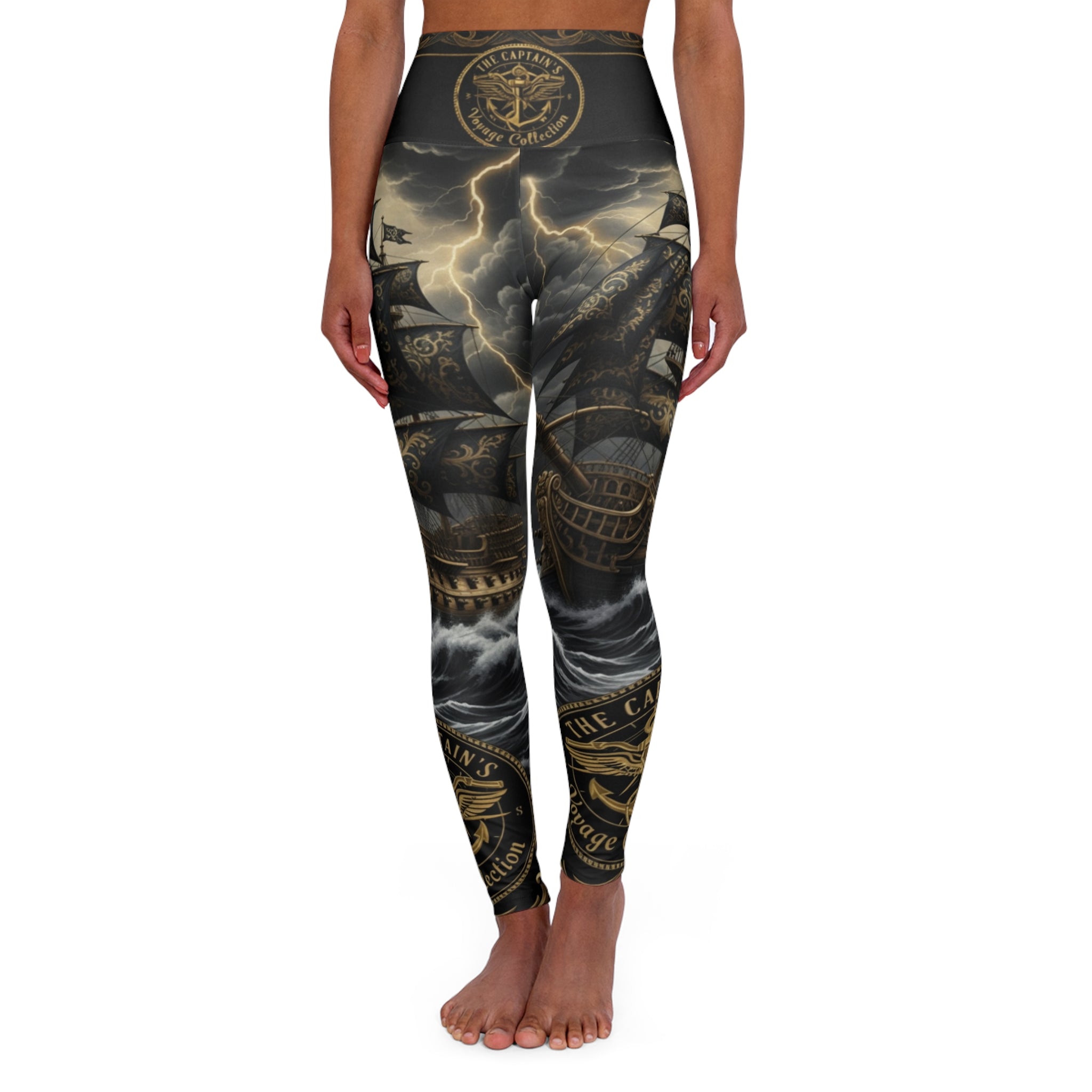 Navy Anchor Storm High-Waist Yoga Leggings