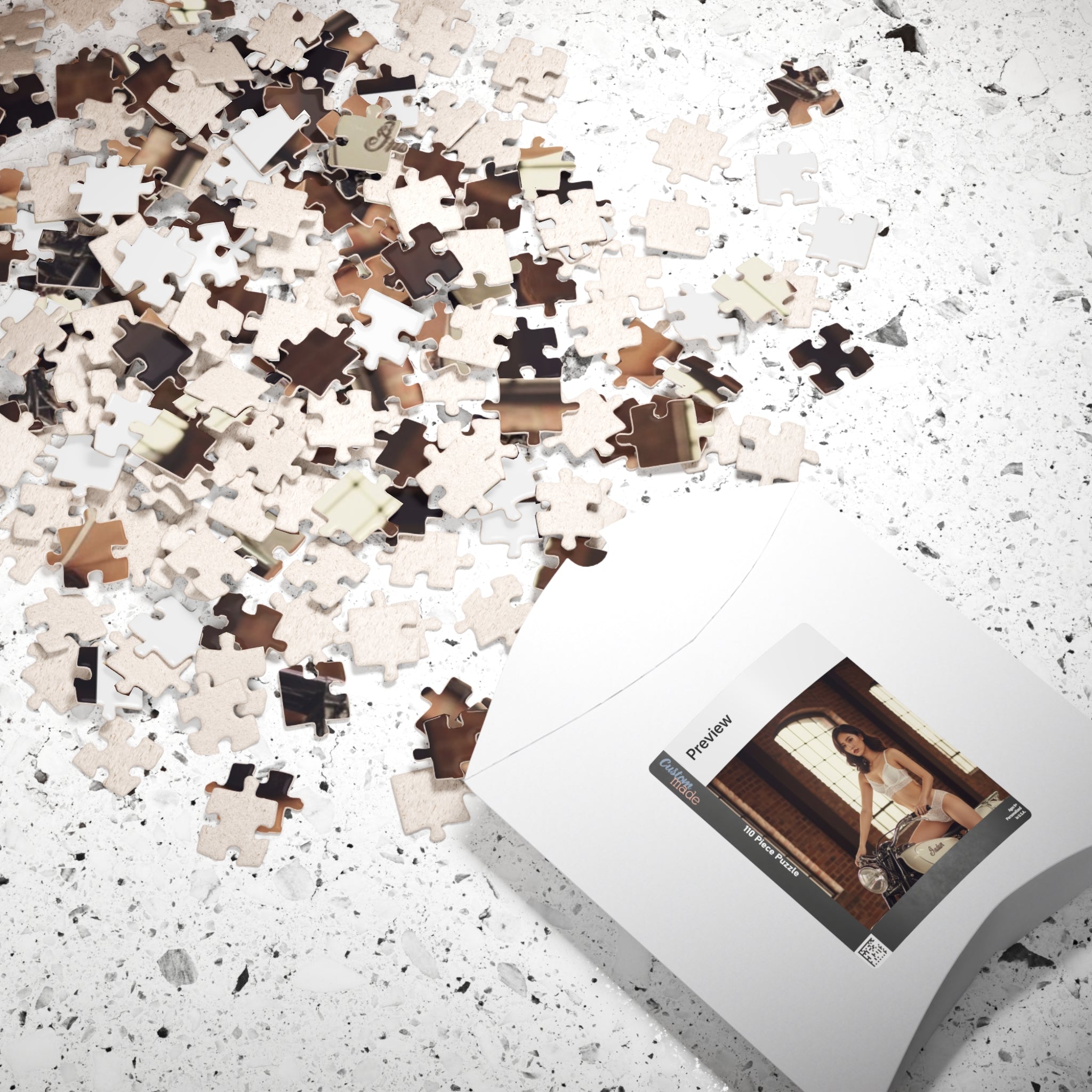 Vintage Motorcycle Pin-Up Puzzle – 520/1014 Piece Photo Jigsaw