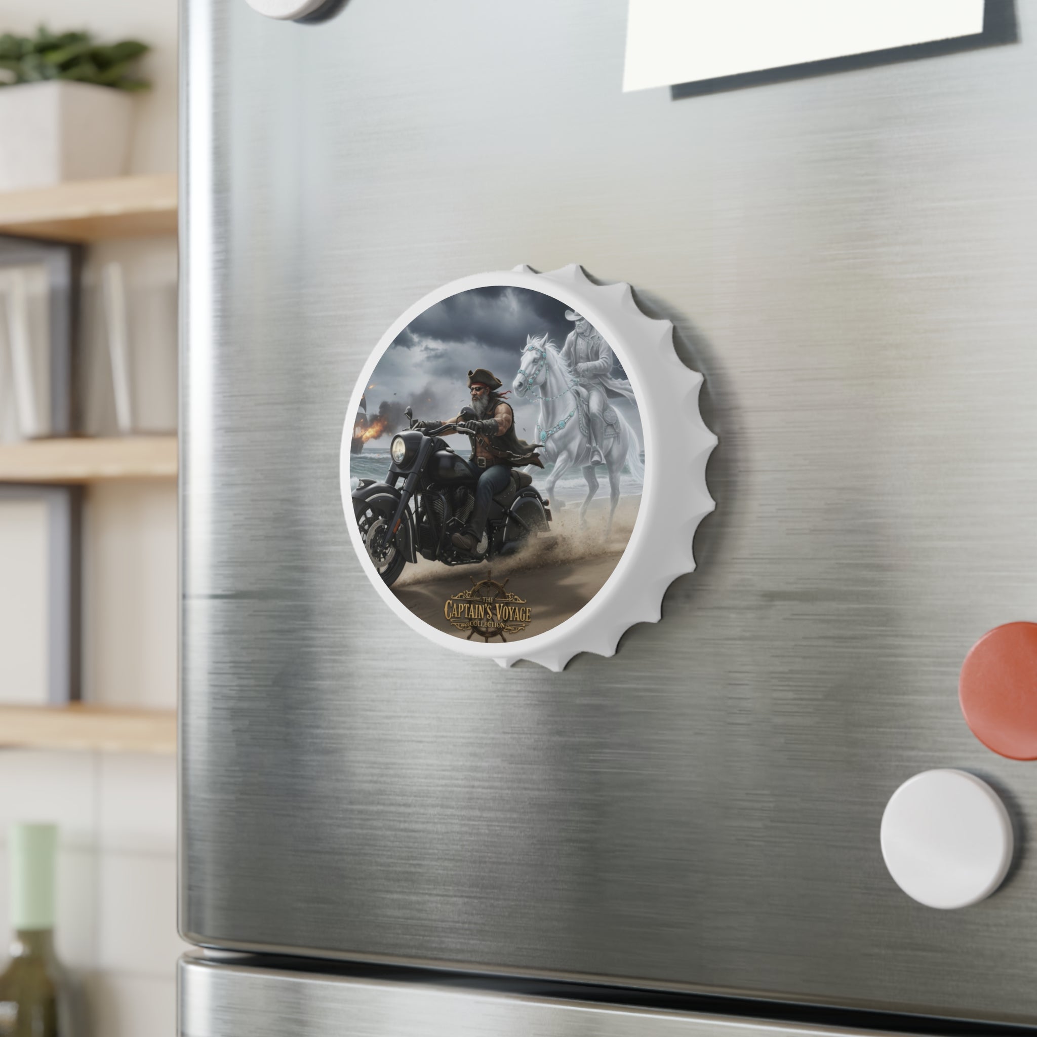 Motorcycle Pirate Bottle Opener — 'Captain's Voyage' Ghost Rider Design
