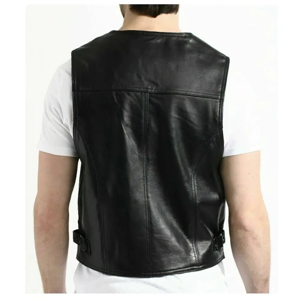 Men’s Motorcycle Fashion Leather Vest-1