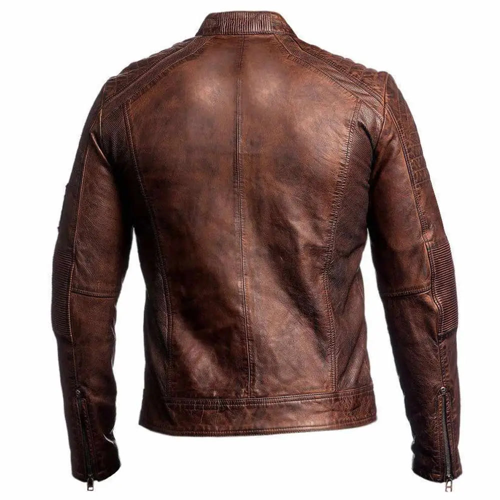 Waxed Leather Motorcycle Jacket-2