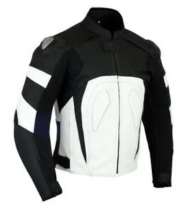 MOTORCYCLE LEATHER RACING WHITE JACKET-1