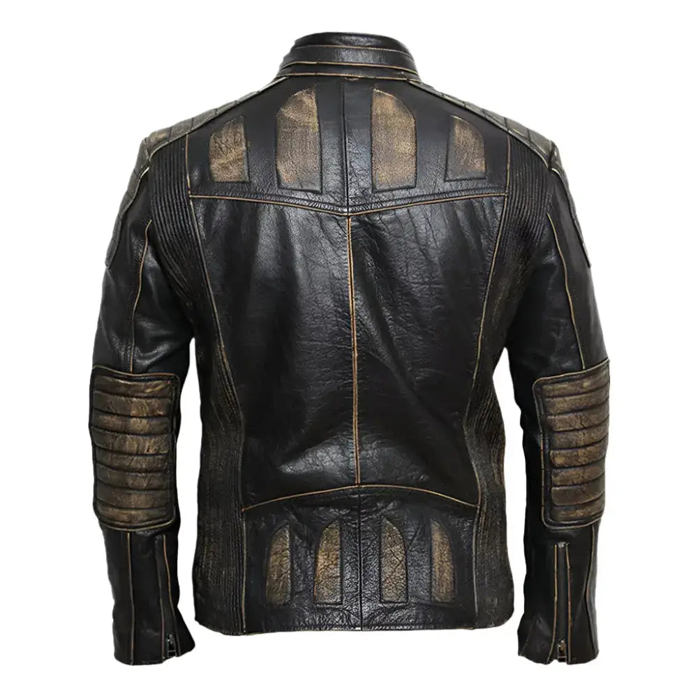 Vintage Black Leather Motorcycle Jacket-1