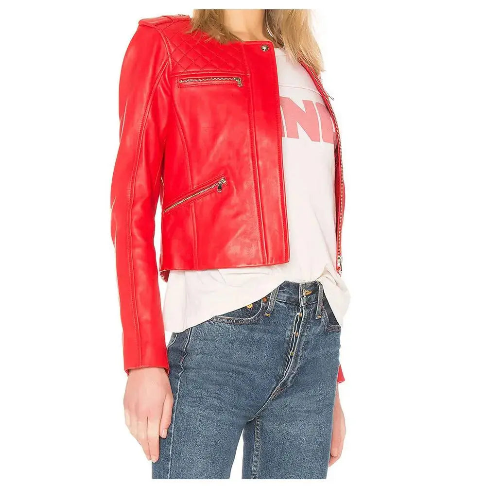 Women’s Leather Motorcycle Jacket-0